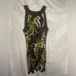 Elle Black and Green Patterned Dress